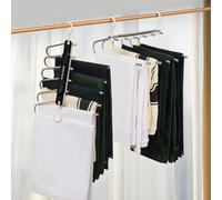 KIMIGO Perchas para Pantalones,Perchas Pantalones Ahorra Espacio,2 Piezas Perchas 6 en 1 de Percha De Acero Inoxidable,Pantalonero para Pantalones,Vaqueros,Bufandas,Toallas (Negro)