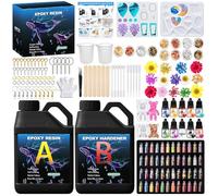KIMIGO Resina Epoxi 1020 ml,Resina Epoxi Transparente,1: 1 Relación Resina Epoxi Kit,con Pigmento e Endurecedor,Moldes de Silicona,para Bricolaje,Artesanía, Hacer Colgante,Llavero
