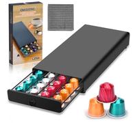 KIMIGO Soporte para cápsulas de café,Dispensador de Cápsulas,Porta Capsule,Cajón de Metal para almacenar cápsulas capacidad para 40 cápsulas - para Casa,Oficina,Cocina,con 1 Paño de Limpieza,Negro