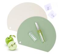 KIMIGO Tabla de Cortar Flexible de Tpu,Sin Bpa Tablas de Cortar Flexibles Resistentes a Los Arañazos para la Cocina, Alimentos, Carne y Verdurasaptas para Lavavajillas(Verde y Crema)
