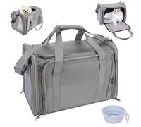 KIMIGO Transportín Perro Gato,Transportadora Perros Gatos,Bolsa Transporte Transpirable para Mascotas,Correa de Hombro Ajustable y Colchón Suave,para Perros Pequeños, Gatos,Viajes (45x30x30cm, Gris)