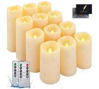 KIMIGO Vela impermeable para exteriores,Pack de 12 LED Velas sin Llama,llamas LED parpadeantes Efecto,con Mando a Distancia y Temporizador Velas Decorativas de pilas para Decoración,Bodas,Navidad