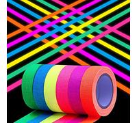Kimimara 6 Rollos Cinta Luminosa - Tela Neón Gaffer - Fluorescente UV para Halloween y fiesta de luz