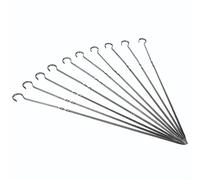 KIMISS 10 Brochetas de Barbacoa de Acero Inoxidable - Brochetas Largas y Planas para Asar Carne, Mariscos y Verduras - Lavables Reutilizables con Agarre Cómodo Gancho de Almacenamiento