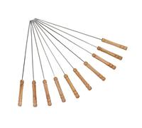 KIMISS 10 Brochetas para Barbacoa con de Madera y Pasadores de Acero Inoxidable para Barbacoa Al Aire Libre - Palitos de Brocheta de 11,8 Pulgadas para Asar, Acampar y Hacer Picnics