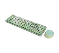 KIMISS 2.4Ghz Wireless 104, y Juego de Mouse Office Desktop Mofii Teclado Inalámbrico Key Keyboard Cute para Computadora (Couleur Rose mélangée) (Color Verde Mixto)