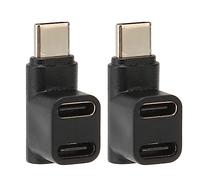 KIMISS 2 Adaptador de ángulo de 90 Grados de Paquete C, Conector Femenino de Male a Dual para Transmisión, Juego, Carga, Transferencia de Datos de 10 Gbps