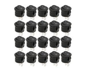 KIMISS 20 Piezas de Control Industrial, Interruptor de Alimentación Basculante Redondo KCD11 de 2 Pines y 2 Posiciones, Adecuado para Luz de Carro, Interruptor de Abrazadera de