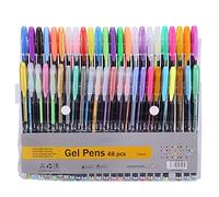 KIMISS 48pcs Gel Pen Set - Colorido Brillo, Neón, Gouache y Bolígrafos de Dibujo Metálico para Papelería Escolar, Bosquejo y Toma de Notas