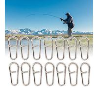 KIMISS 50 Uds. Potentes Clips de Pesca Ovalados de Acero Inoxidable, Conector a Presión, Accesorios de Pesca, Diseño de Enclavamiento para Mayor Eficiencia (S)