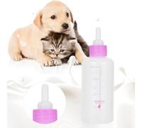 KIMISS 6pcs/ Set Mascota, Botella de Alimentación de Gatito de Cachorro de Pequeño 60 Ml Suministros de Enfermería Kit de Cuidado de Leche de Gato Líquido con Pezones de Reemplazo (PINK)