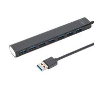 KIMISS 7 en 1 Hub Hub de 7 Puertos Black Abs USB 3.0 Hub Black 7 en 1 Divisor de Transmisión de Alta Velocidad Adaptador de Red Portátil 5Gb
