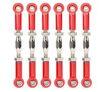 KIMISS Accesorios de Varillaje de Tensor de Coche RC para Modelos de Coche RC - 6 Varillas de Empuje Ajustables de Aleación de Aluminio - Piezas de Mejora (Rojo)