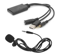 KIMISS Adaptador Auxiliar para Coche para Llamadas con Manos Libres - Receptor de Audio Universal de 3,5 Mm con Micrófono Dual