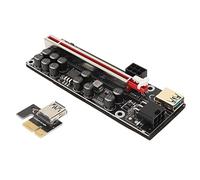 KIMISS Adaptador de Tarjeta Vertical PCI-E 1x a 16x para Minería GPU, Fuente de Alimentación de 6 Pines Compatible con Plataformas Bitcoin y Ethereum, Extensión USB Plug and Play (Black)