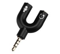 KIMISS Adaptador Divisor de Auriculares en Forma de U Negro - 2 Hembra a 1 Macho o Divisor, Aleación de Aluminio, Ideal para Uso Móvil y de Computadora (Black)