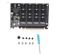 KIMISS Adaptador M.2 NVME SSD de Alta Velocidad de 4 Puertos a PCIE X16, Tarjeta Soft con Indicadores LED Individuales para Computadoras, Tarjeta de Expansión PCIE X16