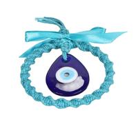 KIMISS Adorno Colgante para Coche con Mal de Ojo, Colgante de Ojo Azul para Espejo Retrovisor, Elegante Accesorio de Cuerda de Cáñamo para Decoración y Protección del Hogar (Blue)