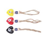 KIMISS Adorno Colgante para Espejo Retrovisor de Coche, Colgante de Buena Suerte para el Hogar, Vehículo, 3 uds., Decoración de Buena Suerte con Corazón de Ojos Multicolor (Negro Amarillo Rojo)