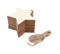 KIMISS Adornos de Estrellas de Madera: 20 Piezas de Astillas de Madera sin Terminar para Manualidades, Decoraciones Navideñas y Proyectos Artísticos