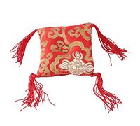 KIMISS Almohadilla para cuenco tibetano budista, decoración artesanal, 10x10cm, roja, ideal para meditación y yoga, base antideslizante