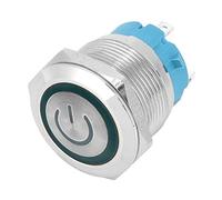 KIMISS Alto Rendimiento 2 Piezas 22 Mm Interruptor de Botón de Metal Cabeza Plana Momentáneo 4 Pines con Señal de Luz de Alimentación IP65 12-24 VCC Alta Compatibilidad (GREEN)