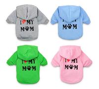 KIMISS Amo a Mi mamá Estampado con Capucha con Sudadera con Capucha Cálida: Sudadera Cálida para Perros, Multicolores, Multicallas, Ideal para Otoño e Invierno (Blue)
