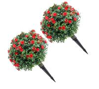 KIMISS Árbol de Bolas de Topiario Artificial para Porche y Jardín, Imitación de PE de 17,7 Pulgadas con Estaca para una Decoración Elegante