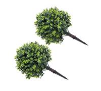 KIMISS Árboles Artificiales de Bolas Topiarias de Eucalipto, 2 Arbustos de Arbustos Sintéticos de 17,7 Pulgadas con Estaca para Decoración de Jardín, Patio y Porche