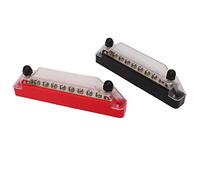 KIMISS Bloque de Distribución de Energía 1 par Bloque de Distribución de Energía 10 Terminales 48V 150A M6 Stud M4 Barra Colectora de Tornillo para Coche Barco de Alto Rendimiento (2 Pernos M6, 8