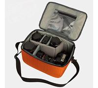 KIMISS Bolsa Impermeable para Lentes de Cámara y Cámaras sin Espejo, Funda Protectora de Gran Capacidad con Correas Ajustables y Divisores de Inserción (Sección Horizontal Naranja)