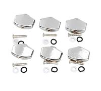 KIMISS Botones de Clavija de Afinación de Guitarra, Perillas de Repuesto de Metal para Guitarras Acústicas y Eléctricas, Ajuste Universal para Modificaciones de Afinador, 6 uds. (SILVER)