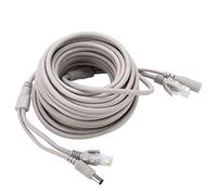 KIMISS Cable de conexión Ethernet RJ45 Cat 5 + Cable CCTV Ethernet DC 5M / 10M / 15M / 20 metros para cámaras IP NVR 10Mbps / 100Mbps(10m / 393.7ft)