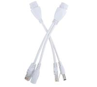 KIMISS Cable Divisor del Inyector PoE - Adaptador de PoE Impermeable para Dispositivos de Red y Uso en el Hogar, Suministro de Alimentación DC 12V (White)