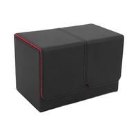 KIMISS Caja de Almacenamiento de Tarjetas Premium, Caja Organizadora de Baraja de Tarjetas Magnética de Cuero PU, Compatible con Comerciales y de Juego (Negro y Rojo)