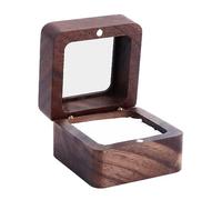 KIMISS Caja de Anillo Personalizada para la Propuesta de Compromiso de la Ceremonia de Boda - Caja de Doble Anillo de de de Madera con Tapa Transparente