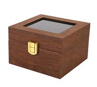 KIMISS Caja de Madera para Relojes, Organizador Tipo Almeja con 2 Ranuras en Nogal Negro, Caja de Almacenamiento de Madera de Primera Calidad para Exhibir y Proteger Relojes