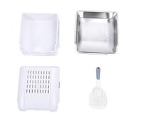 KIMISS Caja de para Gatos Cerrada de Acero Inoxidable con Cuchara para Tapa para Uso en Interiores, Inodoro para Gatos con Control de Olores de Gran Capacidad