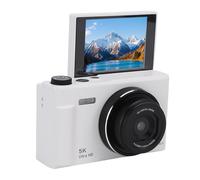 KIMISS Cámara de 75MP, Video de 5k 18x Cámara de Enfoque Automático de Zoom con Pantalla de Volteo de 2.8 Pulgadas para Viajar, Vlogging (White)