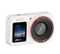 KIMISS Cámara Digital, HD Vlogging Cámara de Pantalla Frontal y Trasera 4K 64MP 18X Zoom AF Marcador de Posición de Web con Flash Incorporado con Pantalla Dual HD de 2,8 (White)