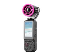 KIMISS Cámara POV Portátil, Cámara de Acción Personal 4K 64MP Lente Giratoria 180° Pantalla Digital de Velocidad Soporte para Trípode Ventilador para Grabación Diaria y Viajes (Black)