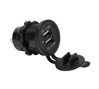 KIMISS Cargador de Automóvil Modificado Puerto USB Dual 2.4A Diseño Impermeable Negro Mate con Retroiluminación para Automóviles, Motocicletas y Barcos