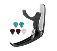 KIMISS Cejilla para Guitarra Eléctrica Acústica y Ukelele, Juego de Cejilla de Liberación Rápida con 5 Púas de Guitarra para Mandolina y Banjo (BLACK)