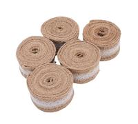 KIMISS Cinta de Encaje de Arpillera para Manualidades, 5 Cintas de Yute con Adornos Blancos para Decoraciones de Bodas y Bricolaje, 6,6 Pies Cada una