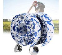 KIMISS Cinta de Manillar de Camuflaje para Bicicleta de Carretera, Envoltura de Espuma de Goma, 2 uds., Cinta Adhesiva para Manillar de Bicicleta de Carretera, 2 Tapones de Barra (Blanco)