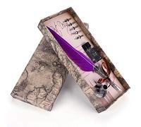 KIMISS Classic Retro Fountain, Dip Pen Writing Gift 168383254x Feather Box for Christmas Valentine Black (Vintage Purple )