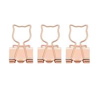 KIMISS Clips en Forma de Gato, Divertidos Clips de Metal para Uso Escolar, Diseño Hueco Compacto de 100 Piezas para Organización de Documentos (Oro rosa)