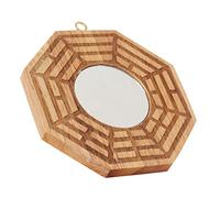 KIMISS Colgante de Madera Cóncavo de Espejo Bagua Feng Shui para Decoración de Protección, Riqueza y Buena Suerte
