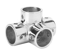 KIMISS Conector de Montaje de Pasamanos de 4 Vías de Acero Inoxidable para Barcos, Yates, Embarcaciones de Pesca, Junta en T Duradera de Grado Marino 316