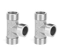 KIMISS Conector en T G1/2 macho de acero inoxidable - Conector para tubos, apto para tuberías de agua, gas y aceite, alta resistencia y durabilidad
